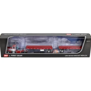 Manufacturer_DCP by First Gear Lowboys & Flatbeds<1/64 Red Peterbilt 379 with 28.5ft Utility Tandem Flatbed Trailers, DCP by First Gear