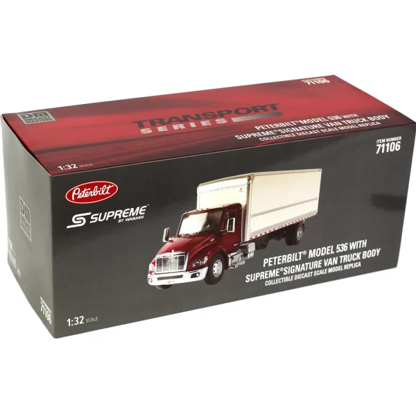 Manufacturer_Diecast Masters Box Trucks & Trailers<1/32 Red Peterbilt Model 536 with White Supreme Signature Van Truck Body