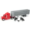 Manufacturer_ERTL Agricultural Trucks<1/64 Red Semi Truck with Cattle Trailer and Cattle by ERTL