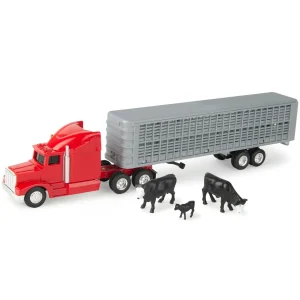 Manufacturer_ERTL Agricultural Trucks<1/64 Red Semi Truck with Cattle Trailer and Cattle by ERTL