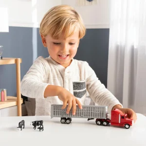 Manufacturer_ERTL Agricultural Trucks<1/64 Red Semi Truck with Cattle Trailer and Cattle by ERTL