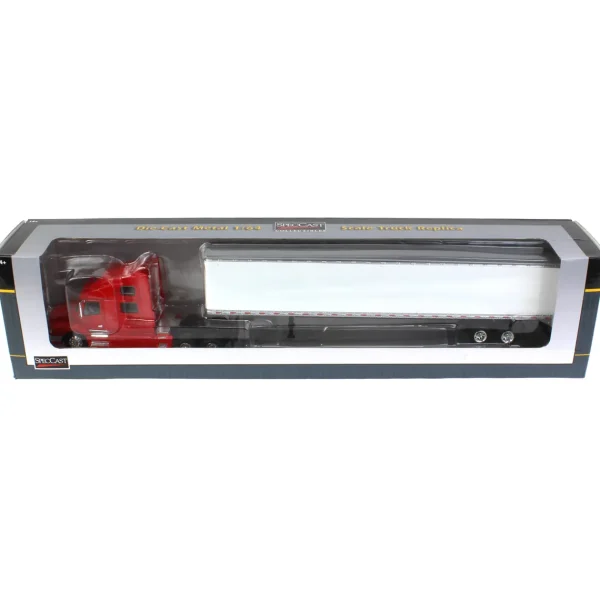 Manufacturer_SpecCast Box Trucks & Trailers<1/64 Red Volvo 770 Sleeper & 53ft Trailer with Double Doors