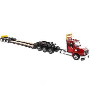 Manufacturer_Diecast Masters Lowboys & Flatbeds<1/50 Red Western Star 49X SB Tridem & XL 120 HDG Trailer w/ Single & Tandem Axle Boosters