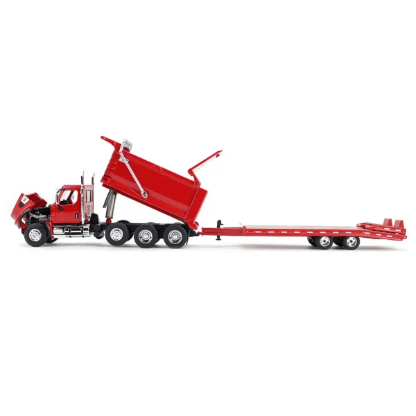 Manufacturer_DCP by First Gear Dump Trucks<1/64 Red Western Star 49X w/ Ox Bodies Dump & Beaver Tail Trailer, DCP by First Gear