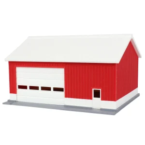 Outback Toys 3D Print & Small Accessories<1/64 Red/White "Papa's Shop" 40ft x 30ft Farm Shed w/ Removeable Door & Roof, 3D Printed
