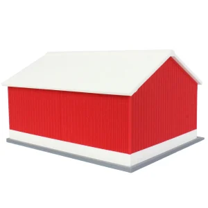 Outback Toys 3D Print & Small Accessories<1/64 Red/White "Papa's Shop" 40ft x 30ft Farm Shed w/ Removeable Door & Roof, 3D Printed
