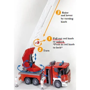 Manufacturer_Bruder Toys Emergency Vehicles<1/16 Scania Super 560R Fire Engine w/ Ladder & Water Pump + Lights & Sounds by Bruder