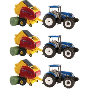 Manufacturer_ERTL Implements<Sealed Case of 3 ~ 1/32 New Holland T6.180 with Roll-Belt 560 Round Baler