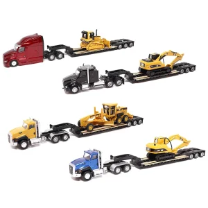 Manufacturer_Diecast Masters Crawlers & Dozers | Excavators<1/87 Semi Truck with Lowboy and Caterpillar Machine Set