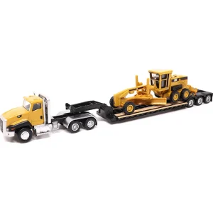 Manufacturer_Diecast Masters Crawlers & Dozers | Excavators<1/87 Semi Truck with Lowboy and Caterpillar Machine Set