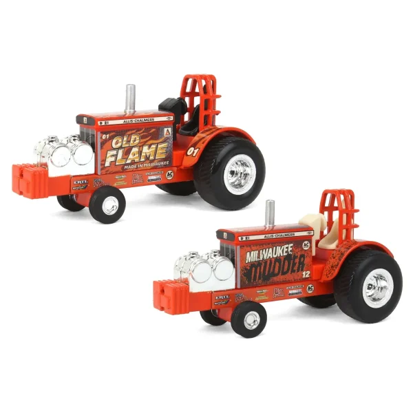 Manufacturer_ERTL Pulling Tractors<Set of 2 ~ 1/64 Allis Chalmers "Old Flame" & "Milwaukee Mudder" Pulling Tractors