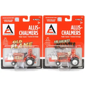 Manufacturer_ERTL Pulling Tractors<Set of 2 ~ 1/64 Allis Chalmers "Old Flame" & "Milwaukee Mudder" Pulling Tractors