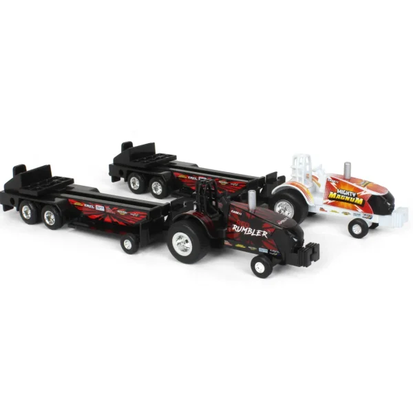 Outback Toys Pulling Tractors<Set of 2 ~ 1/64 Case IH Magnum "Red Rumbler" & "Mighty Magnum" Pulling Tractors with Sleds