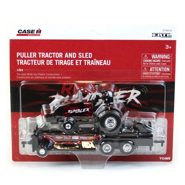 Outback Toys Pulling Tractors<Set of 2 ~ 1/64 Case IH Magnum "Red Rumbler" & "Mighty Magnum" Pulling Tractors with Sleds