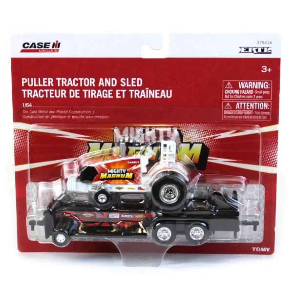 Outback Toys Pulling Tractors<Set of 2 ~ 1/64 Case IH Magnum "Red Rumbler" & "Mighty Magnum" Pulling Tractors with Sleds