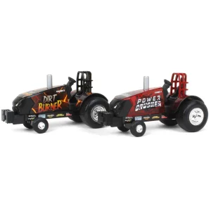 Outback Toys Pulling Tractors<Set of 2 ~ 1/64 Case IH "Power Crusher" & "Dirt Burner" Die-cast Pulling Tractors