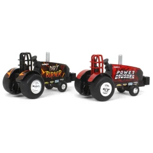 Outback Toys Pulling Tractors<Set of 2 ~ 1/64 Case IH "Power Crusher" & "Dirt Burner" Die-cast Pulling Tractors