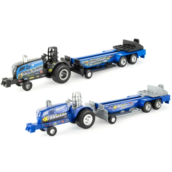 Manufacturer_ERTL Pulling Tractors<Set of 2 ~ 1/64 New Holland "Down 'N Dirty" & "Fast Forward" Pulling Tractors with Sleds