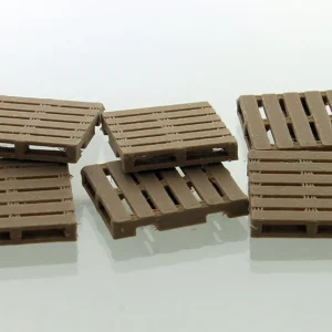 Outback Toys Vehicle Accessories<1/50 Set of 6 Brown Plastic Freight Pallets, 3D Printed in the USA
