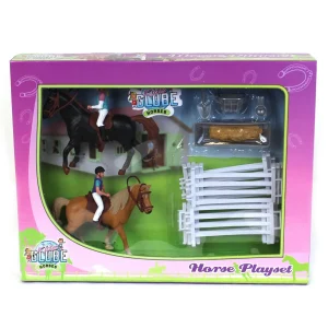 Outback Toys Play Animals & Accessories<1/24 Set of 2 Horses with Riders and Accessories by Kids Globe