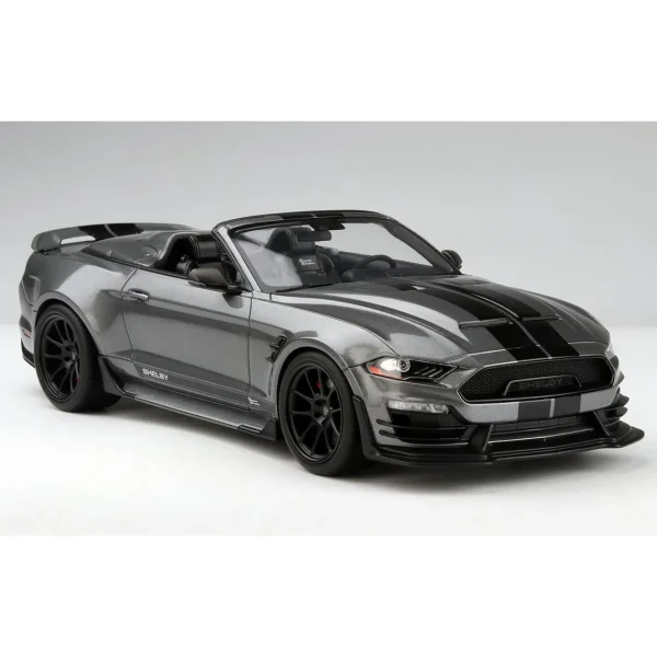 Manufacturer_ACME Diecast Cars & Suvs<1/18 2021 Shelby Super Snake Speedster Convertible, Gray with Black Stripes, Acme Diecast