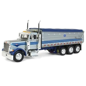 Manufacturer_DCP by First Gear Dump Trucks<1/64 Silver & Blue Peterbilt 379 w/ Tri-Axle MAC Dump Body, DCP by First Gear