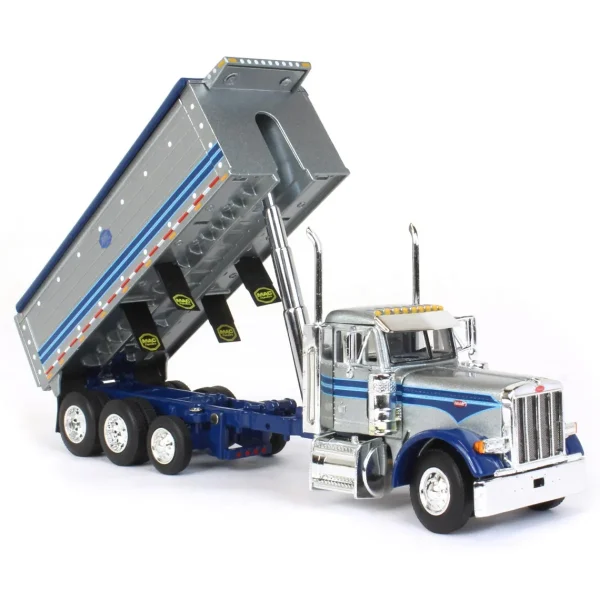 Manufacturer_DCP by First Gear Dump Trucks<1/64 Silver & Blue Peterbilt 379 w/ Tri-Axle MAC Dump Body, DCP by First Gear