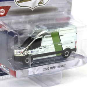 Manufacturer_Greenlight Collectibles Cars & Suvs | Emergency Vehicles<Silver Chrome Super Chase ~ 1/64 2020 Ford Transit LWB High Roof, US Customs & Border Patrol, Hot Pursuit Special Edition