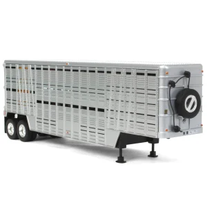 Manufacturer_Other Agricultural Trucks<1/64 Silver Wilson Tandem-Axle 40ft Vintage Livestock Trailer with Chrome Rims