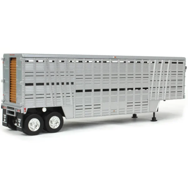 Manufacturer_Other Agricultural Trucks<1/64 Silver Wilson Tandem-Axle 40ft Vintage Livestock Trailer with Chrome Rims