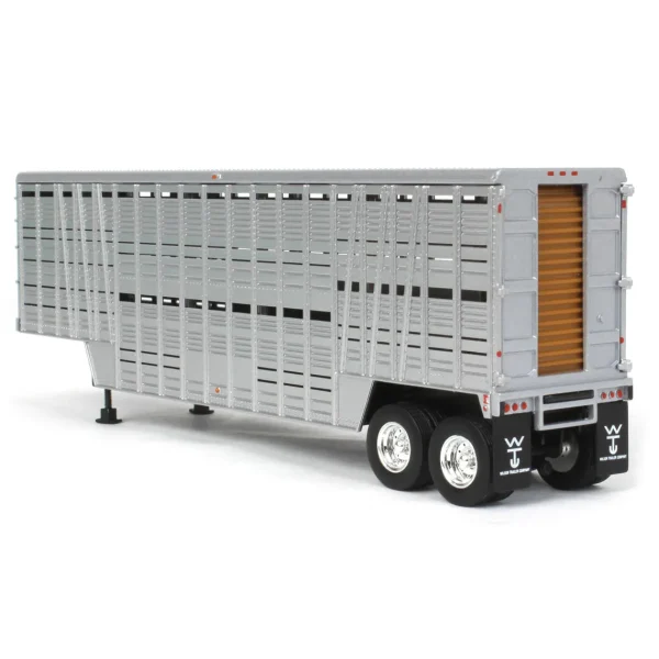 Manufacturer_Other Agricultural Trucks<1/64 Silver Wilson Tandem-Axle 40ft Vintage Livestock Trailer with Chrome Rims