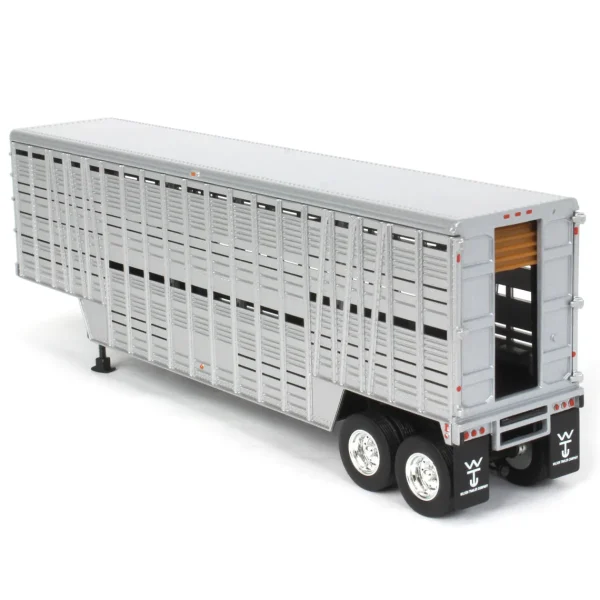 Manufacturer_Other Agricultural Trucks<1/64 Silver Wilson Tandem-Axle 40ft Vintage Livestock Trailer with Chrome Rims