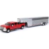 Manufacturer_Greenlight Collectibles Agricultural Trucks<1/64 2018 Silverado 3500 HD, Red Hot w/ Silver Metallic Gooseneck Livestock Trailer