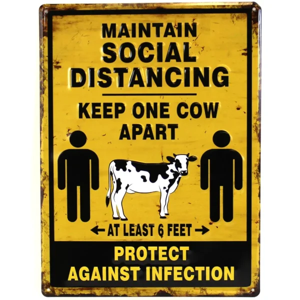 Outback Toys Farm Art & DéCor<Social Distancing Vertical Embossed 12" x 16" Metal Sign