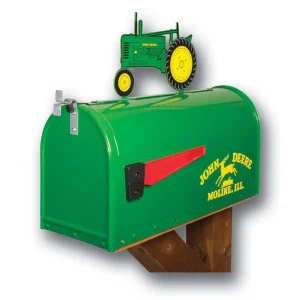 Outback Toys Farm Art & DéCor | Outdoor<Steel John Deere Mailbox with Metal John Deere B Tractor Topper