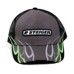 Outback Toys Other Clothing<Steiger Charcoal Gray with Neon Green Flames & Black Mesh Back