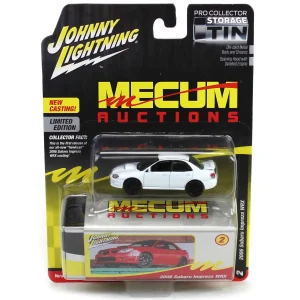 Manufacturer_Johnny Lightning Cars & Suvs<1/64 2006 Subaru Impreza WRX, White with Black Rims, Mecum Auctions, Johnny Lightning Collector Tin Series 15
