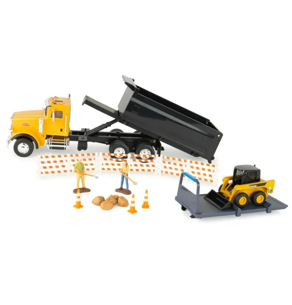 Manufacturer_ERTL Loaders | Dump Trucks<1/32 Switch 'n Load 19-Piece Construction Set with Peterbilt Truck