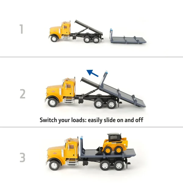 Manufacturer_ERTL Loaders | Dump Trucks<1/32 Switch 'n Load 19-Piece Construction Set with Peterbilt Truck