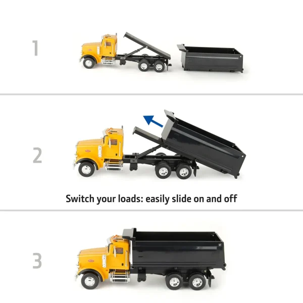 Manufacturer_ERTL Loaders | Dump Trucks<1/32 Switch 'n Load 19-Piece Construction Set with Peterbilt Truck