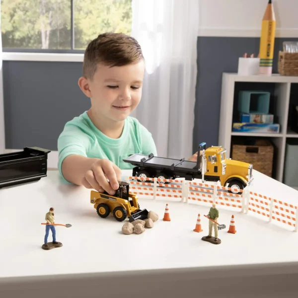 Manufacturer_ERTL Loaders | Dump Trucks<1/32 Switch 'n Load 19-Piece Construction Set with Peterbilt Truck