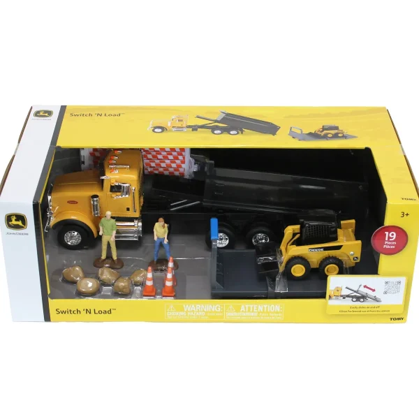 Manufacturer_ERTL Loaders | Dump Trucks<1/32 Switch 'n Load 19-Piece Construction Set with Peterbilt Truck