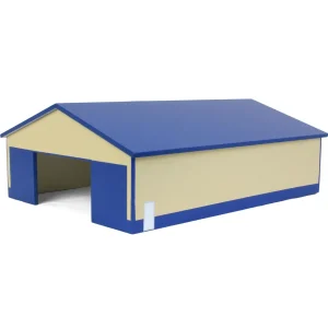 Outback Toys Wooden Barns & Large Accessories<1/64 Tan & Blue 1 Door 60ft x 80ft Wooden Tractor or Truck Shop