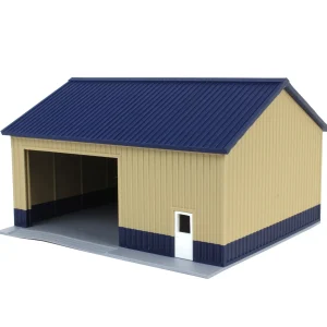 Outback Toys 3D Print & Small Accessories<1/64 Tan & Blue "Papa's Shop" 40ft x 30ft Farm Shed w/ Removeable Door & Roof, 3D Printed