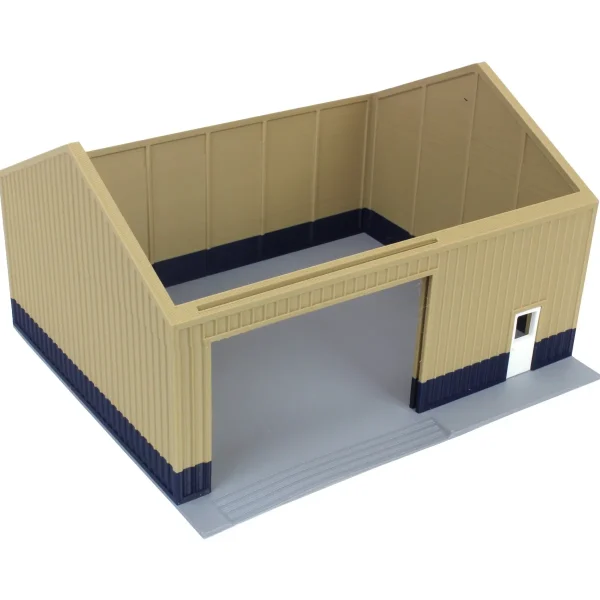 Outback Toys 3D Print & Small Accessories<1/64 Tan & Blue "Papa's Shop" 40ft x 30ft Farm Shed w/ Removeable Door & Roof, 3D Printed