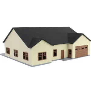 Outback Toys 3D Print & Small Accessories<1/64 Tan & Brown “The Ranch” Farm House w/ Opening Garage & Back Deck, 3D Printed