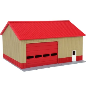Outback Toys 3D Print & Small Accessories<1/64 Tan & Red "Papa's Shop" 40ft x 30ft Farm Shed w/ Removeable Door & Roof, 3D Printed