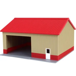 Outback Toys 3D Print & Small Accessories<1/64 Tan & Red "Papa's Shop" 40ft x 30ft Farm Shed w/ Removeable Door & Roof, 3D Printed