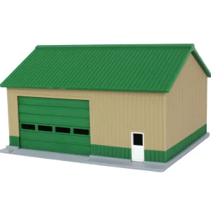 Outback Toys 3D Print & Small Accessories<1/64 Tan/Green 40ft x 30ft "Papa's Shop" Farm Shed, 3D Printed