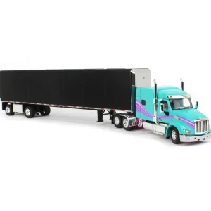 Manufacturer_DCP by First Gear Box Trucks & Trailers<1/64 Teal & Black Peterbilt 579 Sleeper w/ 53' Utility Roll Tarp Trailer, DCP by First Gear
